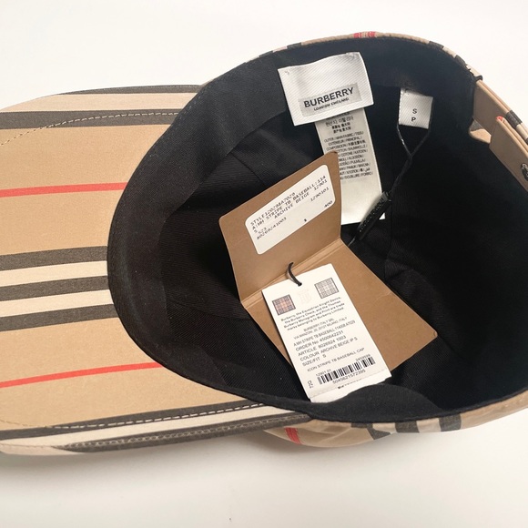 Burberry Monogram Motif Icon Stripe Cotton Baseball Cap, sz Small - Picture 8 of 8